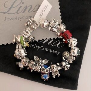 Linx Silver Snake Chain Bracelet with Animal Themed Charms 925 sterling silver